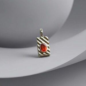 Petite Mexican Fire Opal Pendant in 925 Sterling Silver